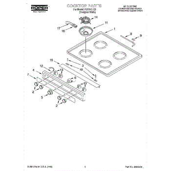 Parts For Roper Fep210eq2 Cooktop Parts Appliancepartspros Com