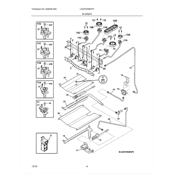 Parts For Frigidaire Lggf305mkfk Burner Parts