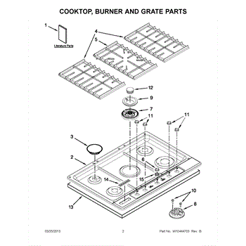 Parts For Kitchenaid Kfgu706vss02 Cooktop Burner And Grate Parts