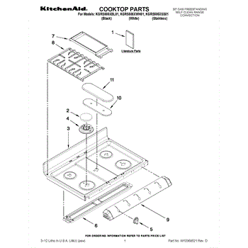 Parts For Kitchenaid Kgrs505xss01 Cooktop Parts