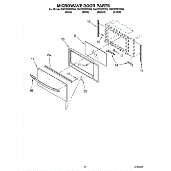 Parts For Whirlpool Gmc305pds09 Microwave Door Parts