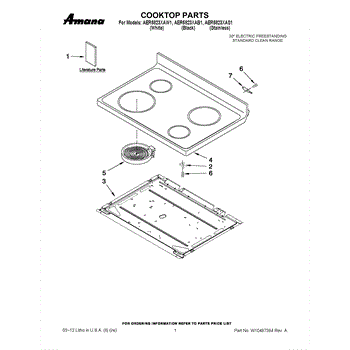 Parts For Amana Aer5823xaw1 Cooktop Parts Appliancepartspros Com