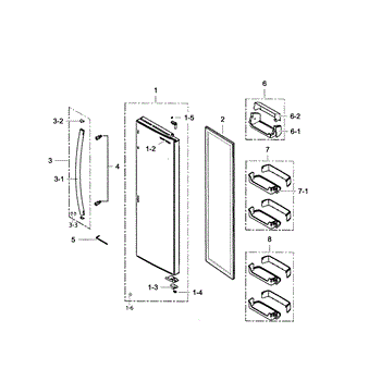 Parts For Samsung Rs25h5111sr Aa 0000 Refrigerator Door Parts