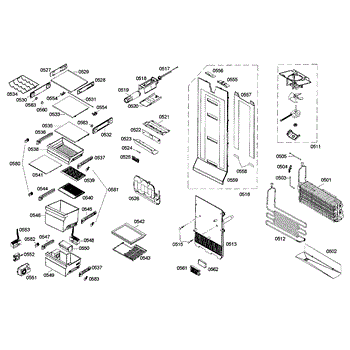 Parts for Bosch B22CS80SNS 04 Fridge Assembly Parts