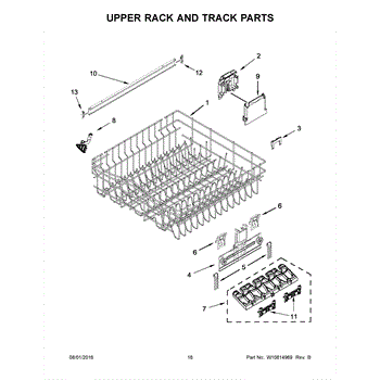 Whirlpool KitchenAid WPW10350382 Upper Dishrack Assembly, OEM