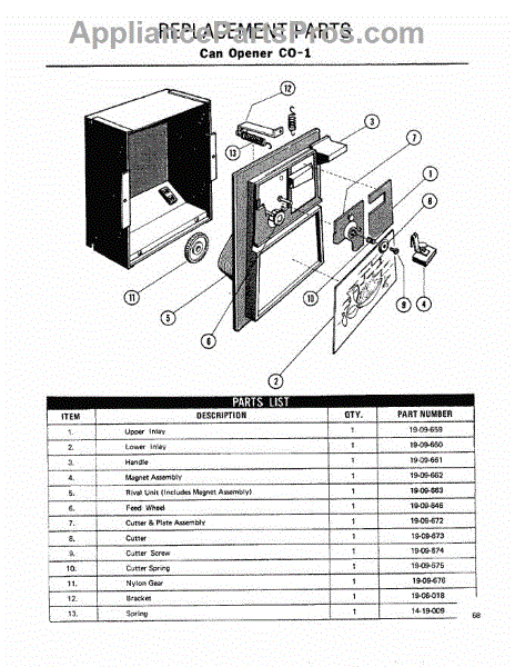 can opener parts