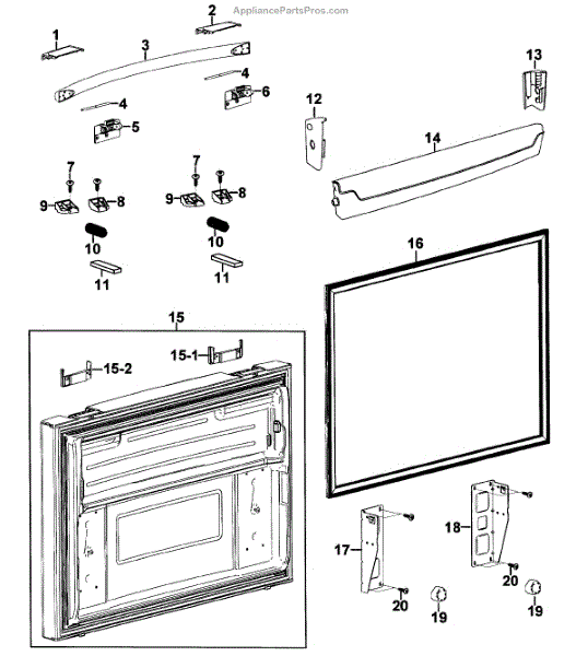 Parts For Samsung RFG237AARS XAA 00 Freezer Door Parts