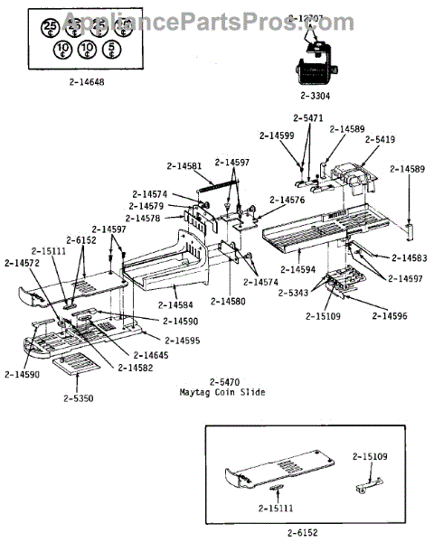 Parts for Maytag A17CM: Maytag Coin Slide (A17CM) Parts