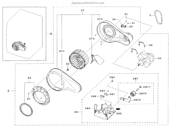 Parts for Samsung DV42H5000EW/A3-0000: Motor Duct Parts