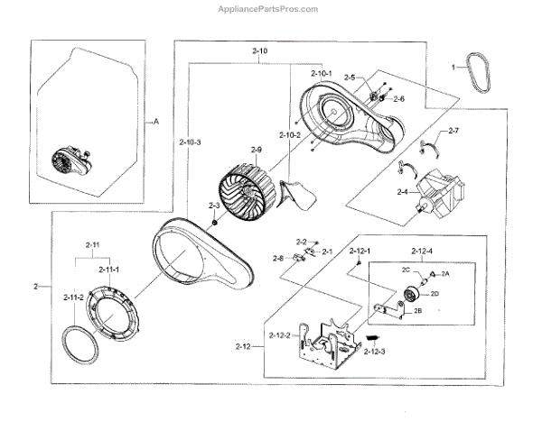 Parts for Samsung DV45H7000EW/A2-0000: Motor Duct Parts