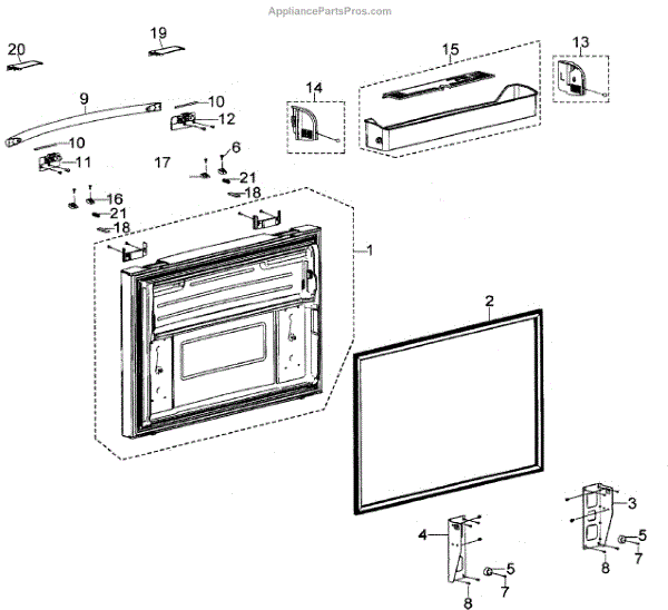 Parts for Samsung RFG297AAWP/XAA: Freezer Door Parts