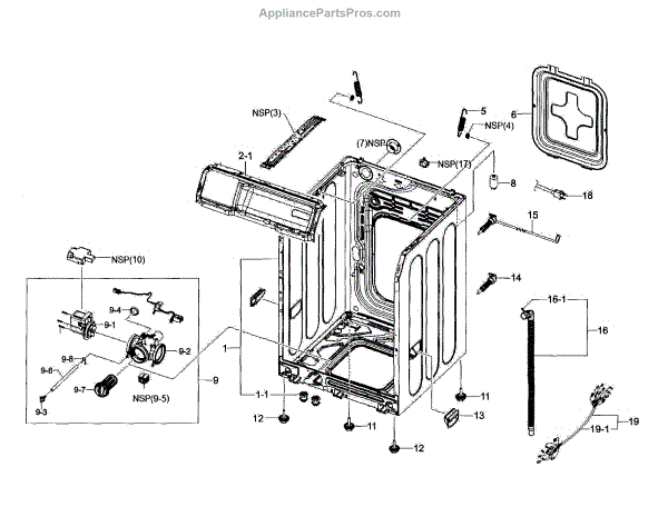 Samsung DC61-02017A Case-PUMP;WF448AAG,PP - AppliancePartsPros.com