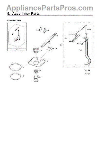 Samsung DD97 00509A Dishwasher Upper Spray Arm Assembly AP6244504