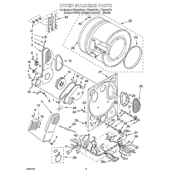 Parts For Whirlpool LTE5243DQ2 Dryer Bulkhead