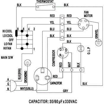 Air Conditioner Wiring Diagram Parts
