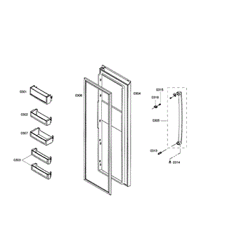 Parts for Bosch B20CS51SNS 02 Refrigerator Door Parts