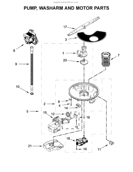 Parts for Whirlpool WDT730PAHZ0: Pump, Washarm and Motor Parts