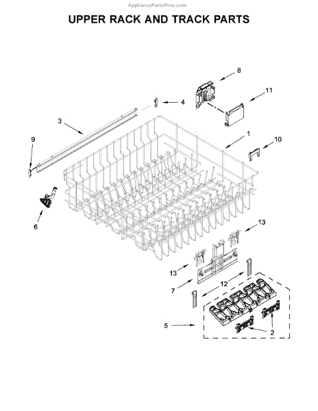 Parts for Whirlpool WDT730PAHZ0: Upper Rack and Track Parts ...