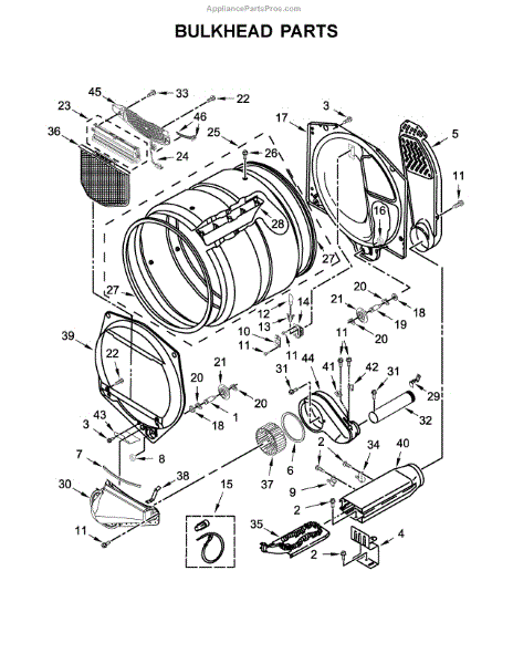 Parts for Whirlpool WED7500GC0: Bulkhead Parts - AppliancePartsPros.com