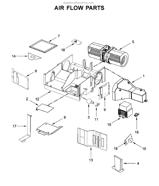 Parts for Whirlpool WMH32519HZ3 Air Flow Parts