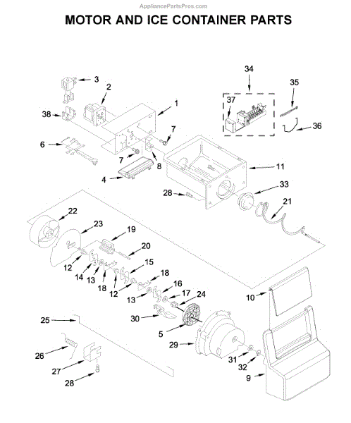 Parts for Whirlpool WRS321SDHZ01: Motor and Ice Container Parts ...