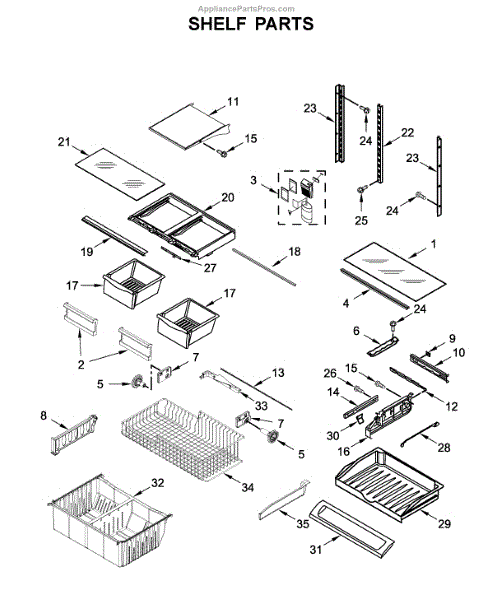 Parts for Whirlpool WRF540CWHZ01: Shelf Parts - AppliancePartsPros.com