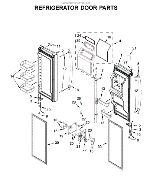 Parts for Whirlpool WRF757SDHV00: Refrigerator Door Parts ...