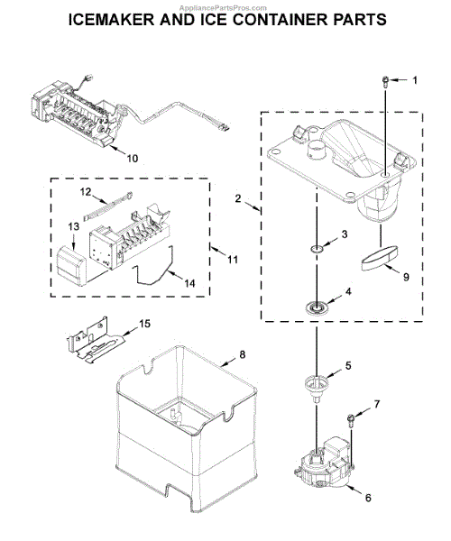 Parts for Whirlpool WRF767SDHZ00 Icemaker and Ice Container Parts