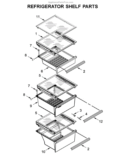 Parts for Whirlpool WRS571CIHZ01: Refrigerator Shelf Parts
