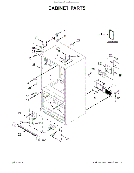 Parts for Whirlpool WRF555SDFZ05: Cabinet Parts - AppliancePartsPros.com