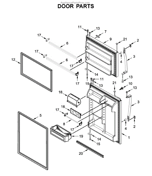 Parts for Whirlpool WRT311FZDW01: Door Parts - AppliancePartsPros.com