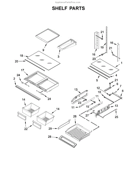 Parts for Whirlpool WRF550CDHZ00: Shelf Parts - AppliancePartsPros.com