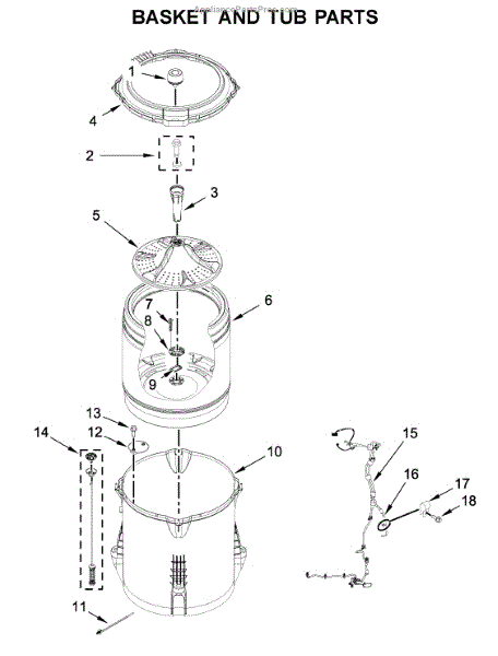 Parts for Whirlpool WTW4855HW1: Basket and Tub Parts ...