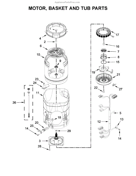 Parts For Whirlpool WTW8500DC5: Motor, Basket And Tub Parts ...