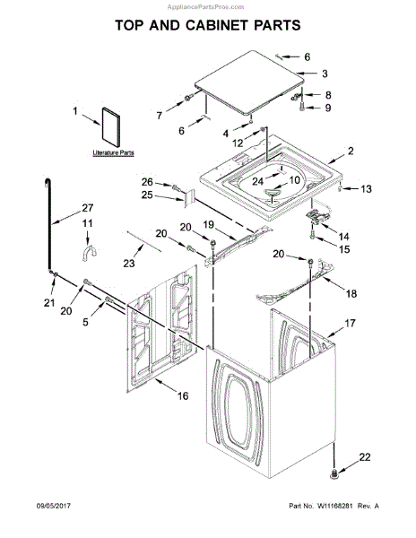 Parts For Whirlpool WTW4816FW2: Top And Cabinet Parts ...