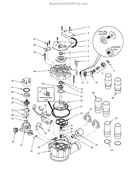 Parts for Whirlpool WHES40: Motor / Tubing / Valve Cover Parts ...