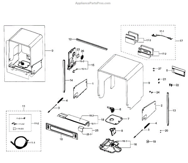 Parts for Samsung DW80J7550UG/AA-01: Cabinet Parts - AppliancePartsPros.com