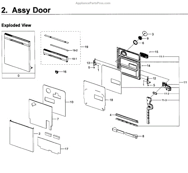 Parts for Samsung DW80K5050US/AA-00: Door Parts - AppliancePartsPros.com