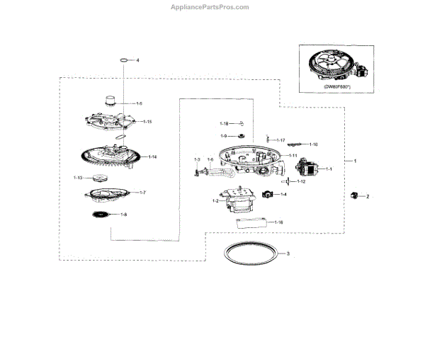 Parts for Samsung DW80F600UTS/AA-01: Sump Parts - AppliancePartsPros.com