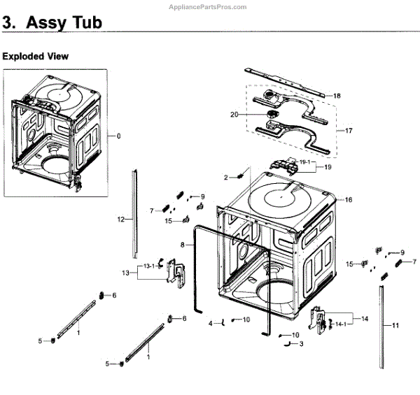 Parts for Samsung DW80K5050UB/AA-00: Tub Parts - AppliancePartsPros.com