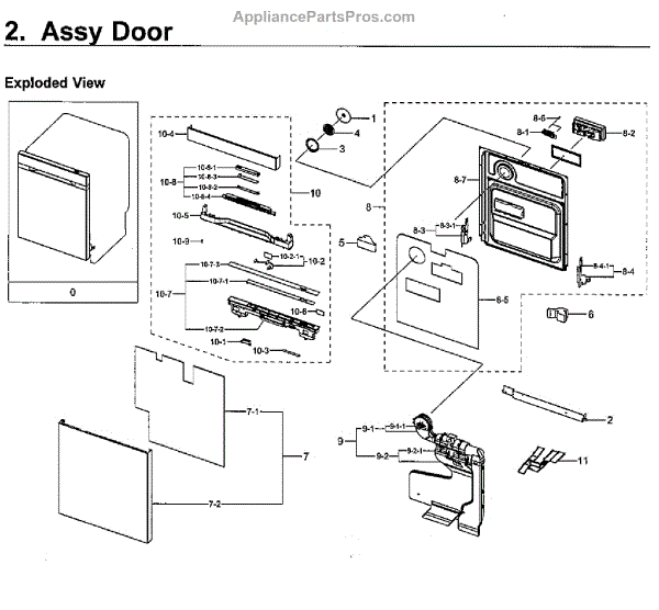 Parts for Samsung DW80H9930US/AA01 Door Parts