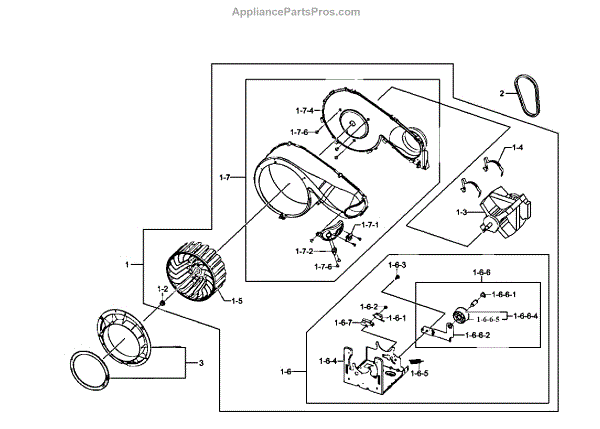 Parts for Samsung DV407AEW/XAA-01: Motor Assy Parts