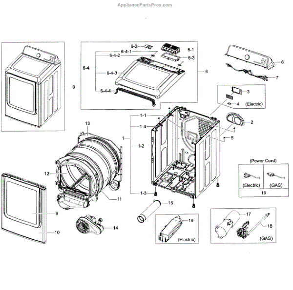 Parts for Samsung DV45H7000EW/A2-01: Main Asy Parts