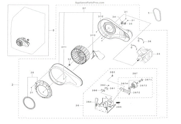 Parts for Samsung DV45K6500EV/A3-00: Motor Duct Parts ...