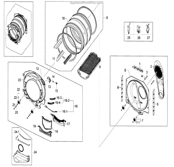 Parts for Samsung DV209AEW/XAA-00: Drum Assy Parts - AppliancePartsPros.com