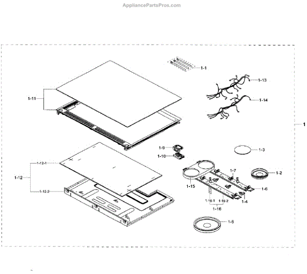 Parts for Samsung NE58F9710WS/AA02 Cooktop Assy Parts