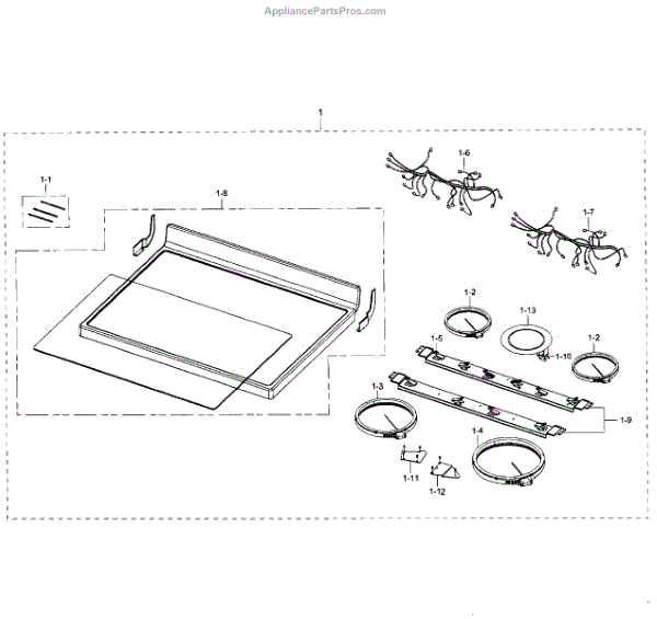 Parts for Samsung NE59J3420SW/AA04 Cooktop Section Parts