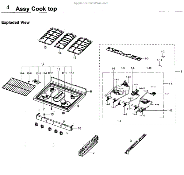 Parts for Samsung NX58K3310SS/AA00 Cooktop Parts