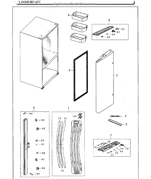 Parts for Samsung RF260BEAESG/AA02 DoorRef L Parts
