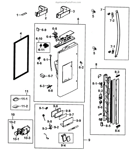 Parts for Samsung RF28HMEDBWW/AA00 Refrigerator Door L Parts